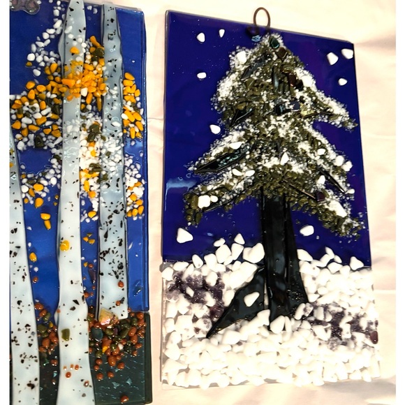 3 Custom fused all glass panels.Each panel is 3 different layers of fused glass. - Picture 4 of 7
